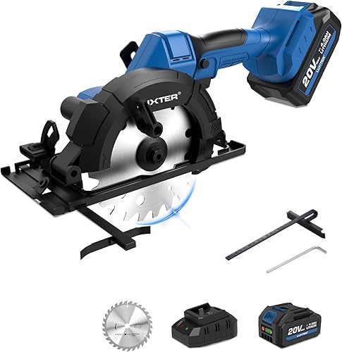 LUXTER Sierra circular sin escobillas de 20 V, 5.5 pulgadas, eléctrica, inalámbrica, de mano, sierra circular de mano, ángulo y profundidad