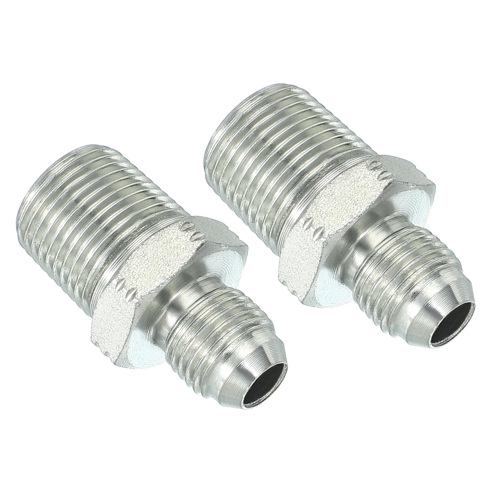 PATIKIL Pipe Adapter Connector 1/2" Male 74 ° Flare JIC x 3/8" Male R Pipe Fitting 2 Pcs Oil Feed Restrictor Fitting Hydraulic Connector for Oil Steam Water Pipelines System