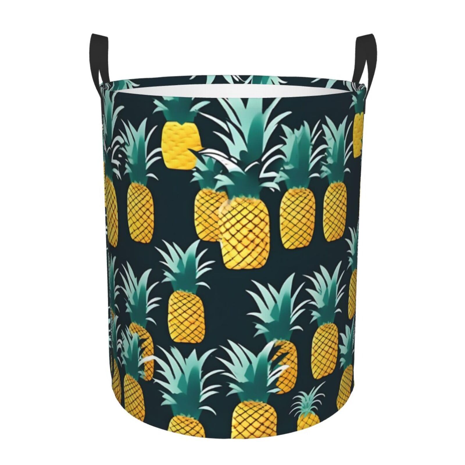 M Collapsible Laundry Hamper Round Pineapple Print Storage