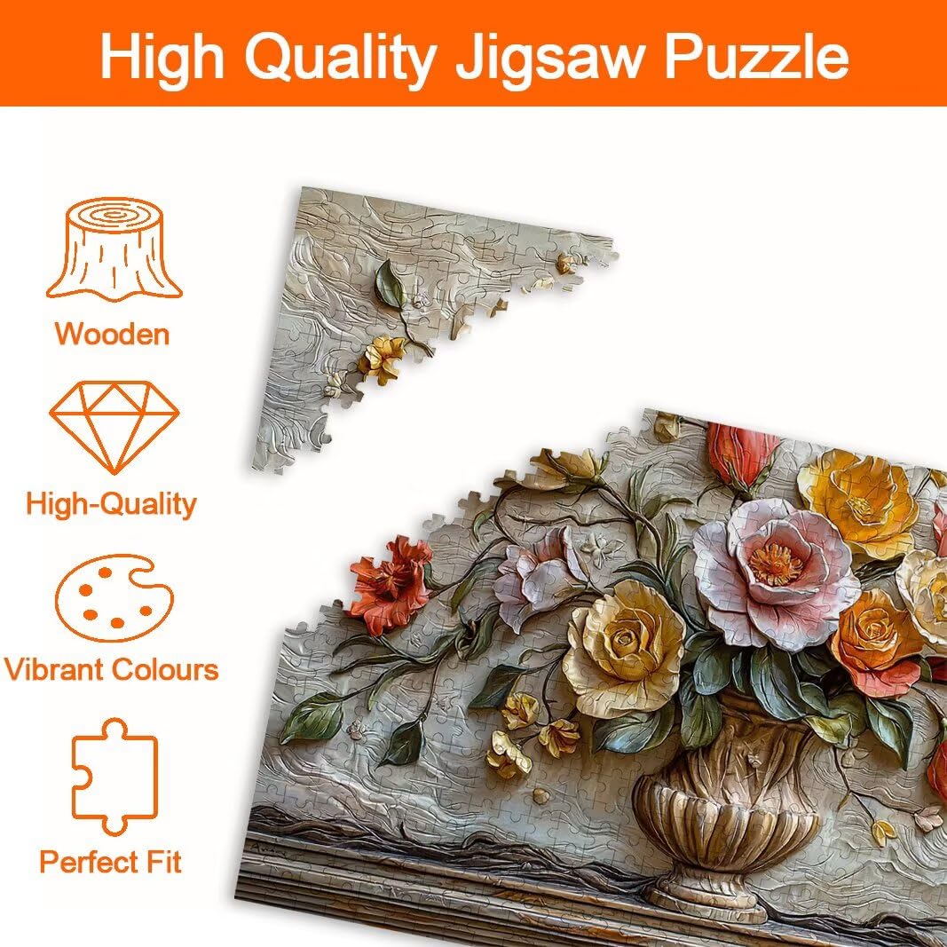 Puzzle Rosa, Puzzle 1000 Piezas, Rompecabezas, Regalo Mujer, Decor -8484