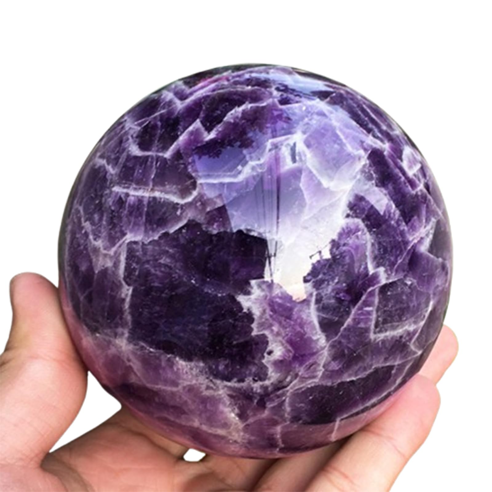 DPURPIWADY Amethyst Crystal Sphere with Wood Stand, Purple Ball for, Feng Shui, and, Witchcraft Supplies,12cm