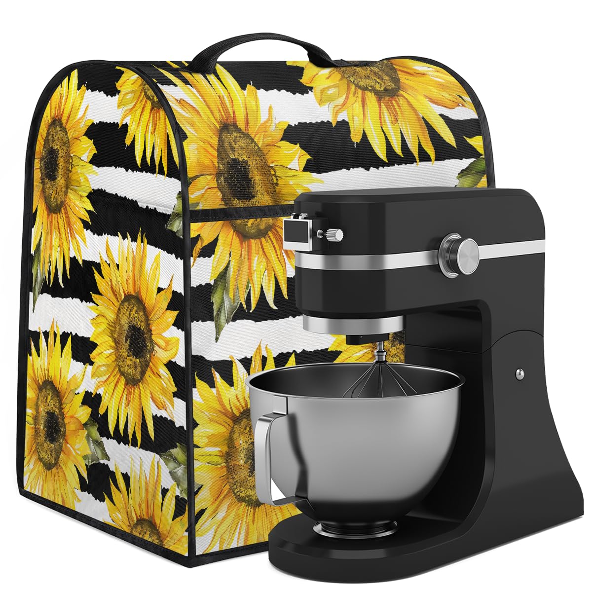 Mixer Cover Coffee Maker Cover Watercolor Sunflower Stripes Stand Mixer Cover With Pockets Kitchen Aid Mixers Accessories