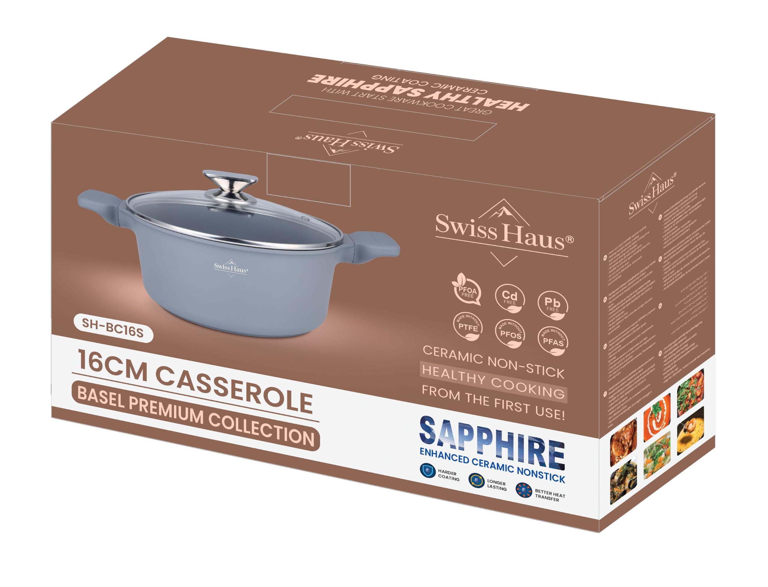 Faitout 30cm avec couvercle 7,2L Tous feux dont induction Gris
