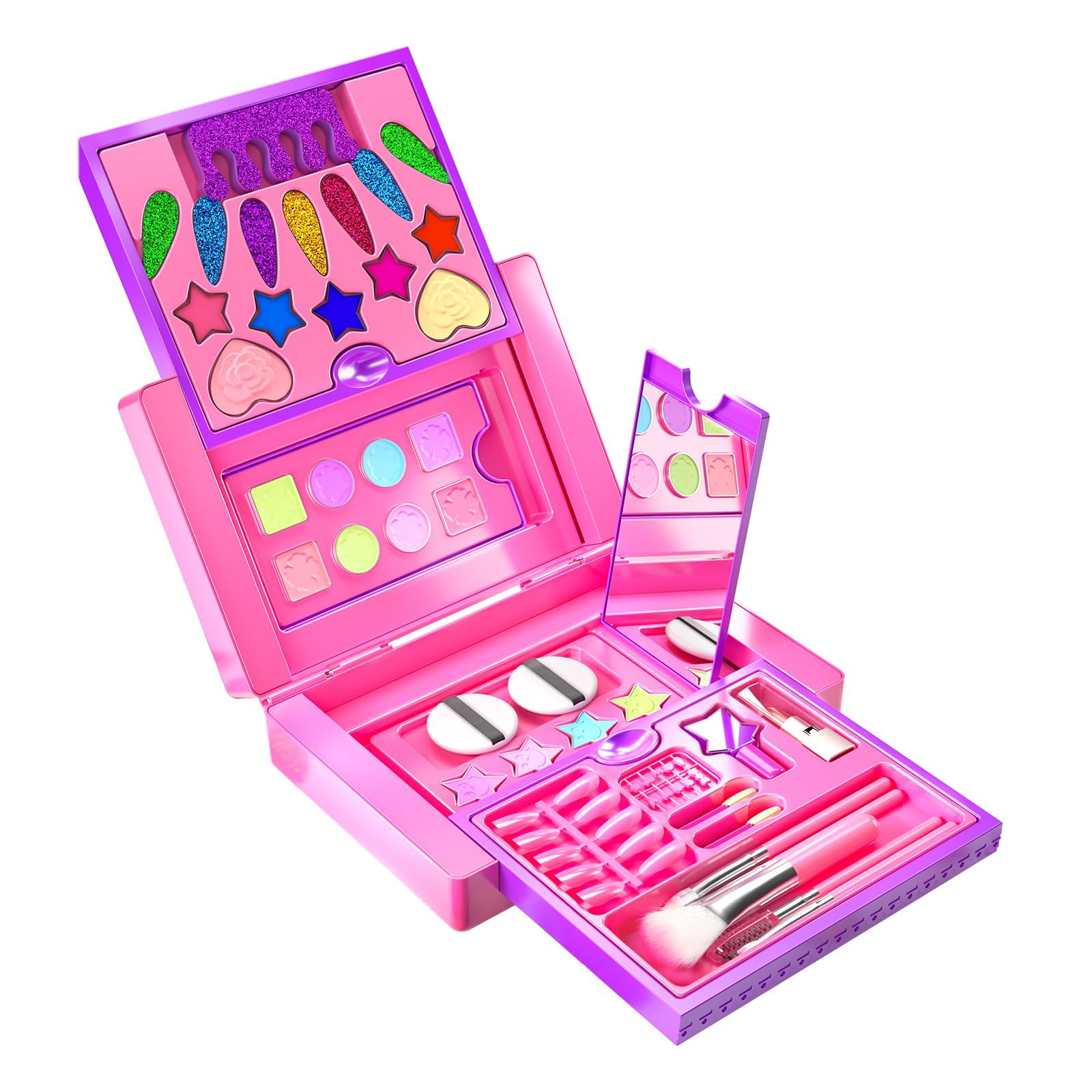 TEMI Kids Makeup Toys for 3 4 5 6 7 8 Girls - Washable Dress Up Set with Bag, Little Girl Make Up Toys for Toddler Ages 6-8, Pretend Play Christmas Birthday Princess Gift Toys for Girls 8-10