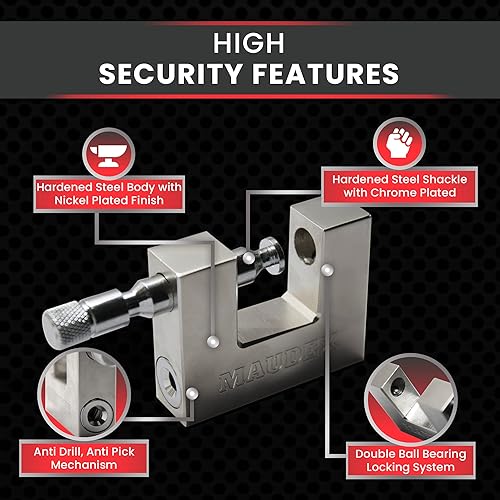 Miniatura 3 de Maudex MDP90 - Cerradura resistente con 10 llaves para uso en exteriores acabado niquelado - Cilindro anti púa, antitaladro - Unidad de