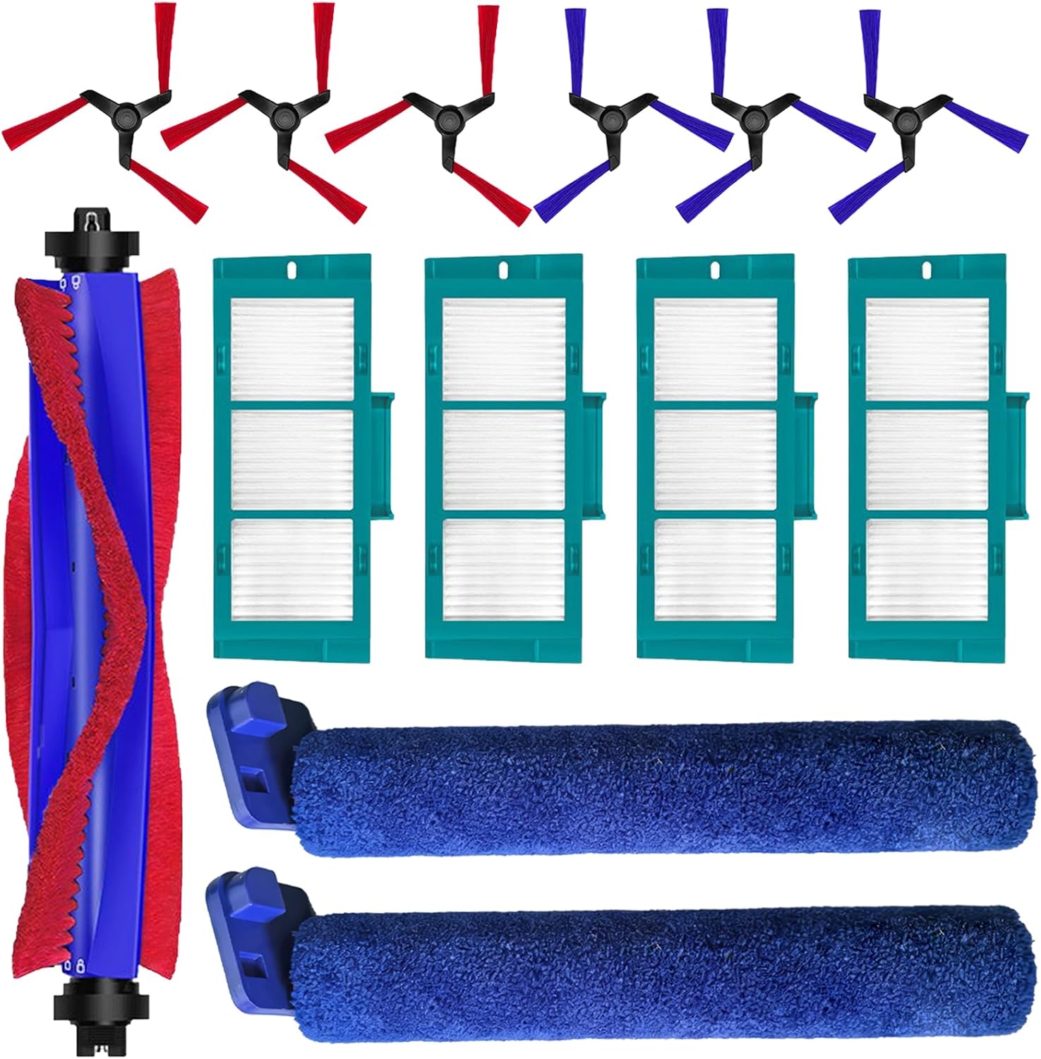 13 Pack Replacement Parts for Dyson Spot+ Scrub AI Robot Vacuum Cleaner, Including 1 Main Roller Brushes, 2 Roller Mop, 6 Side Brushes, 4 Filter