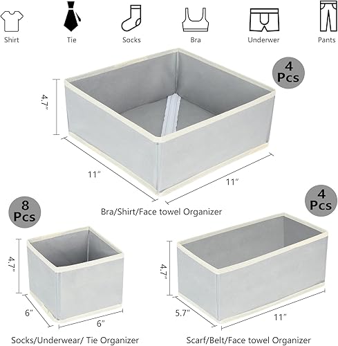 Miniatura 4 de Paquete de 16 organizadores de ropa interior para calcetines, organizador de cajones de tela, divisores plegables de tela, organizadores de armario