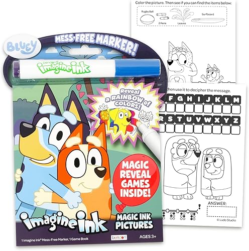 Miniatura 2 de Disney Bluey Magic Ink - Juego de libros para colorear para niños pequeños, paquete con 2 libros para colorear de tinta Bluey Imagine con bolígrafos
