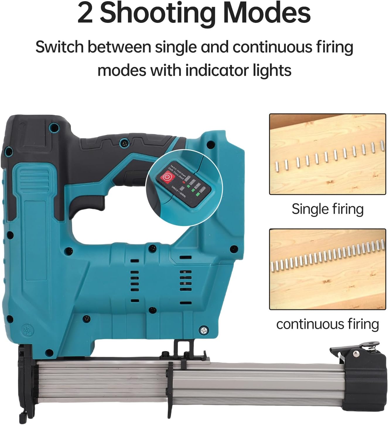 WALFRONT Electric Stapler Cordless 20V Nailing Machine with Rapid Firing Single Continuous Modes Brushless Motor Straight Nails N Shaped Nails Home Renovations Furniture (Cordless Nailing Machine