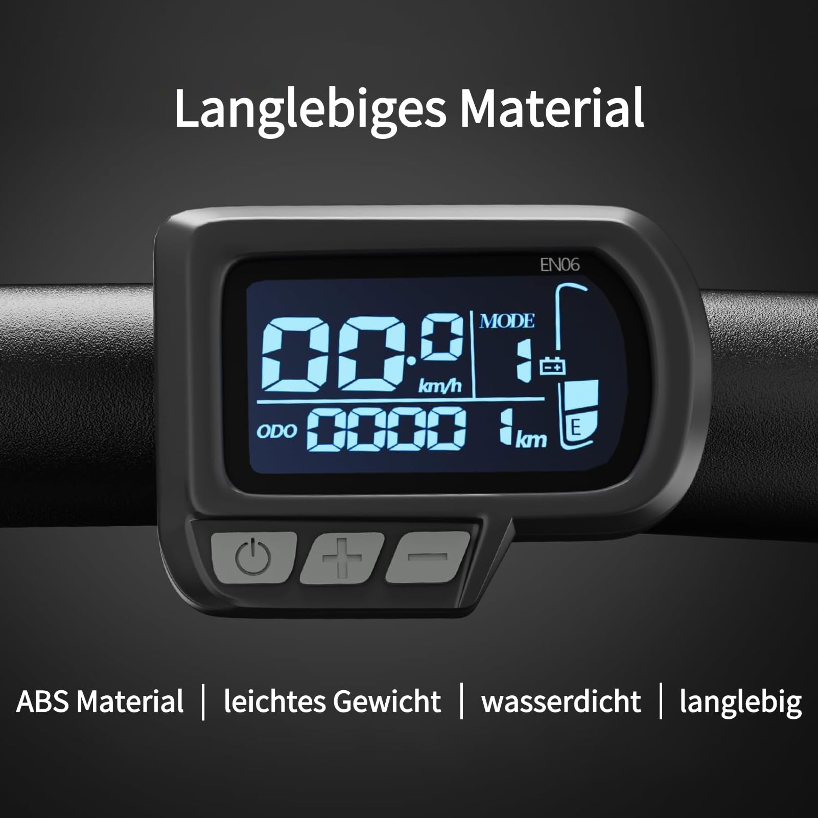 LCD Bike Display EN06 with Speedometer, Waterproof Cable 6-Pin Connector, 24V 36V 48V 60V Electric Bike Display for E-Bike