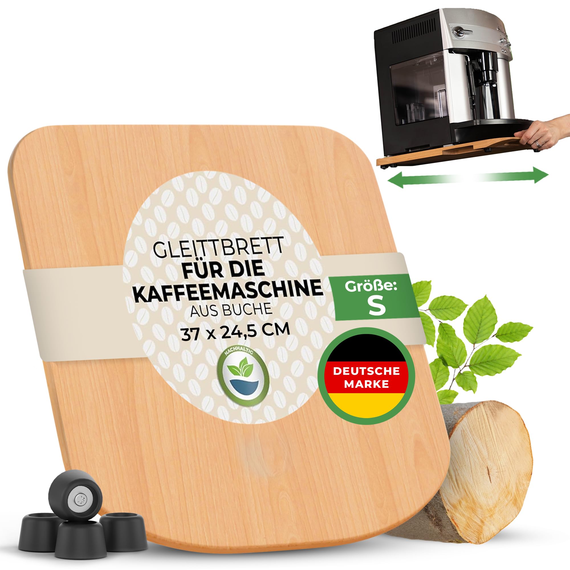 Tavola Scorrevole Per Macchine Da Caffè In Faggio - Con Rotelle - Misura S - Sostenibile E Sicura - Foto 3