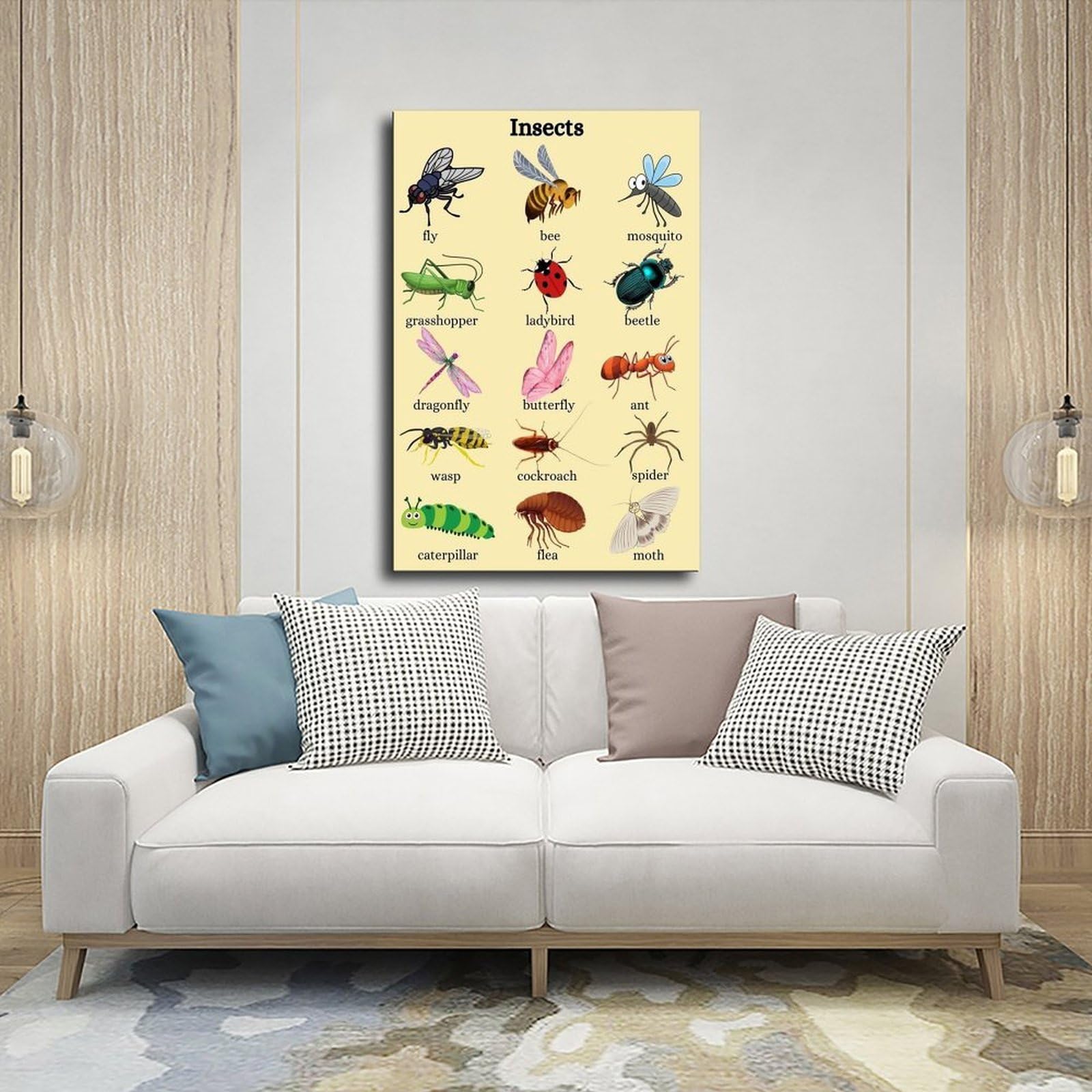 Póster de lienzo con conocimiento de la enciclopedia de insectos y animales, decoración de dormitorio, paisaje, oficina, habitación, regalo, 50 x 75 cm