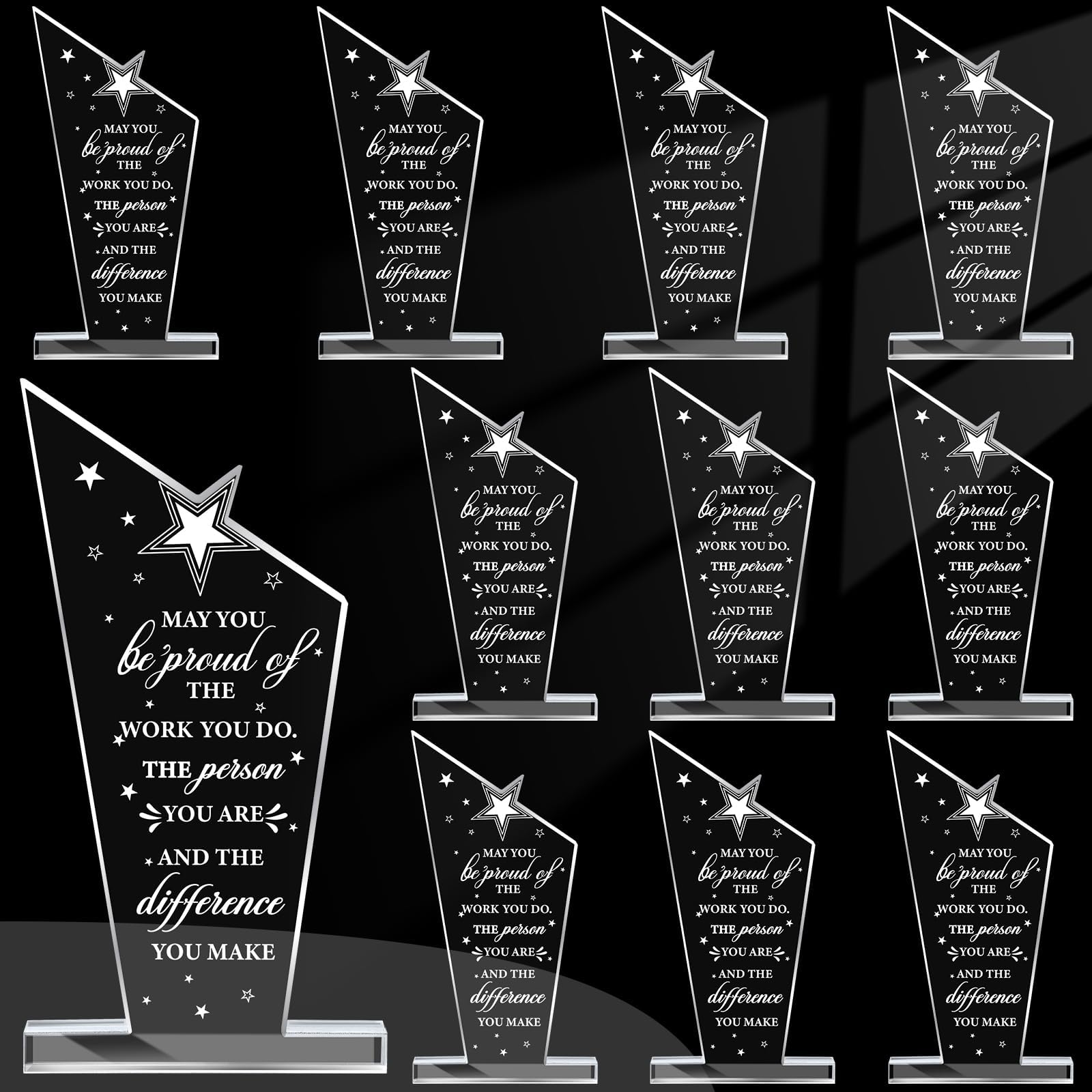 Photo 1 of 10Pcs Employee Appreciation Awards Gifts Inspirational Thank You Acrylic Trophy for Coworker May You Be Proud of The Work You Do Prizes Giftsfor Adults Employee Party Office Decorations