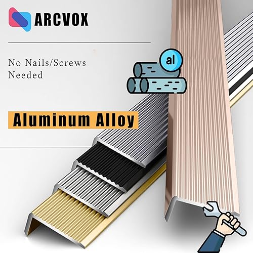 Miniatura 3 de ARCVOX Protector de borde de umbral en forma de L, tiras de transición de pisos resistentes a la suciedad, protector de borde de aluminio