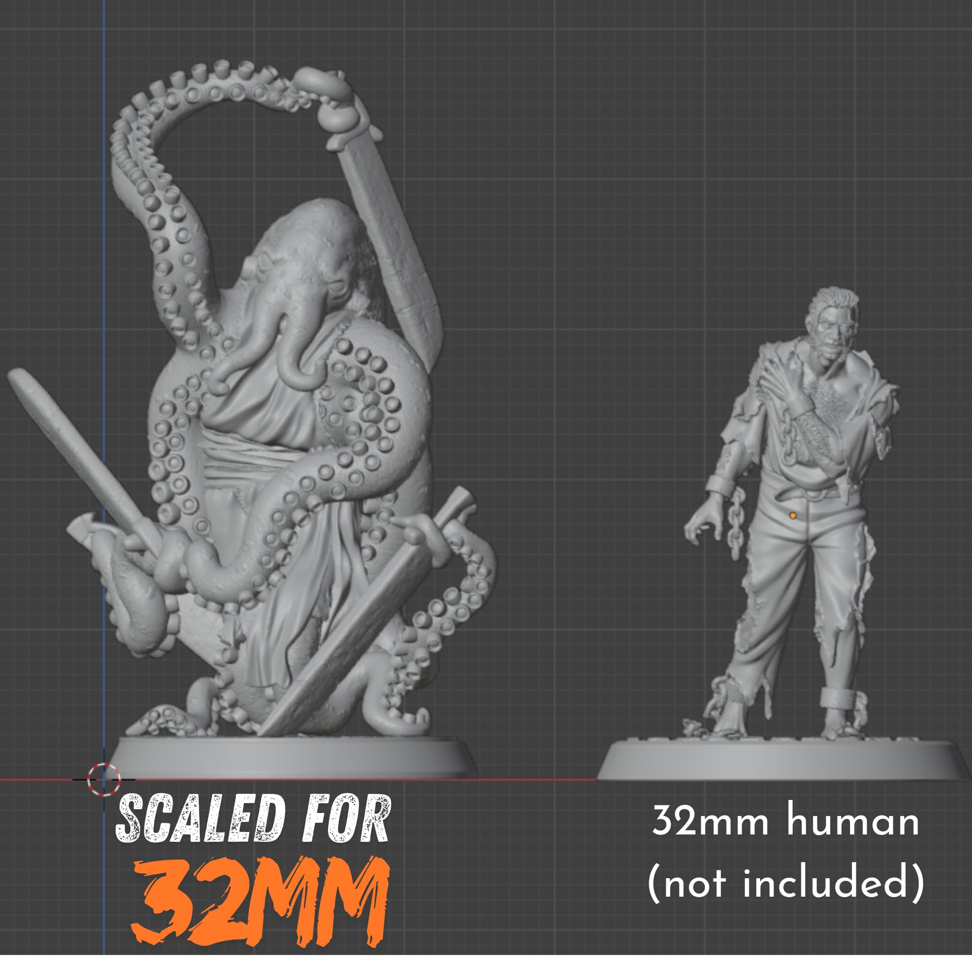 Octopus Master Swordsman DnD TTRPG miniature 45mm for 32 mm scale RPG Hero Character Sea Monster Dungeon Boss Warrior - Image 2