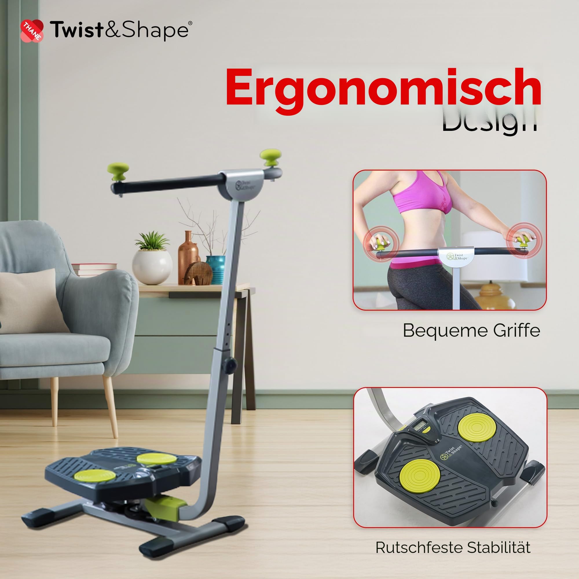 TWIST & SHAPE Unisex Heimtrainer für Rumpf, Bauchmuskeln, Beine