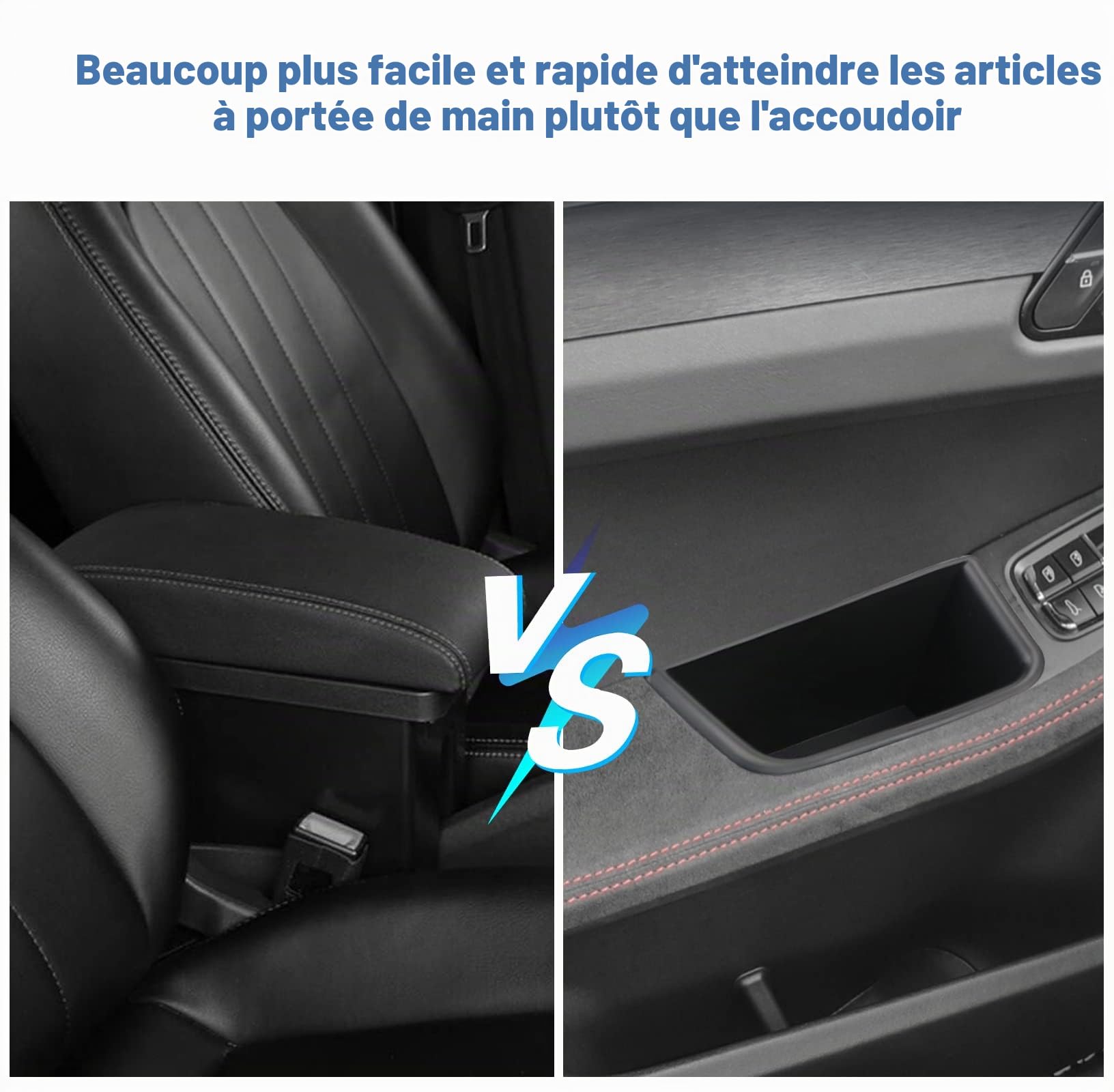 [Lot de 4] CDEFG Compatible avec Porsche Macan 2014-2022 Boîte de Rangement Porte Latérale de Voiture Macan Accessoire (Noir)