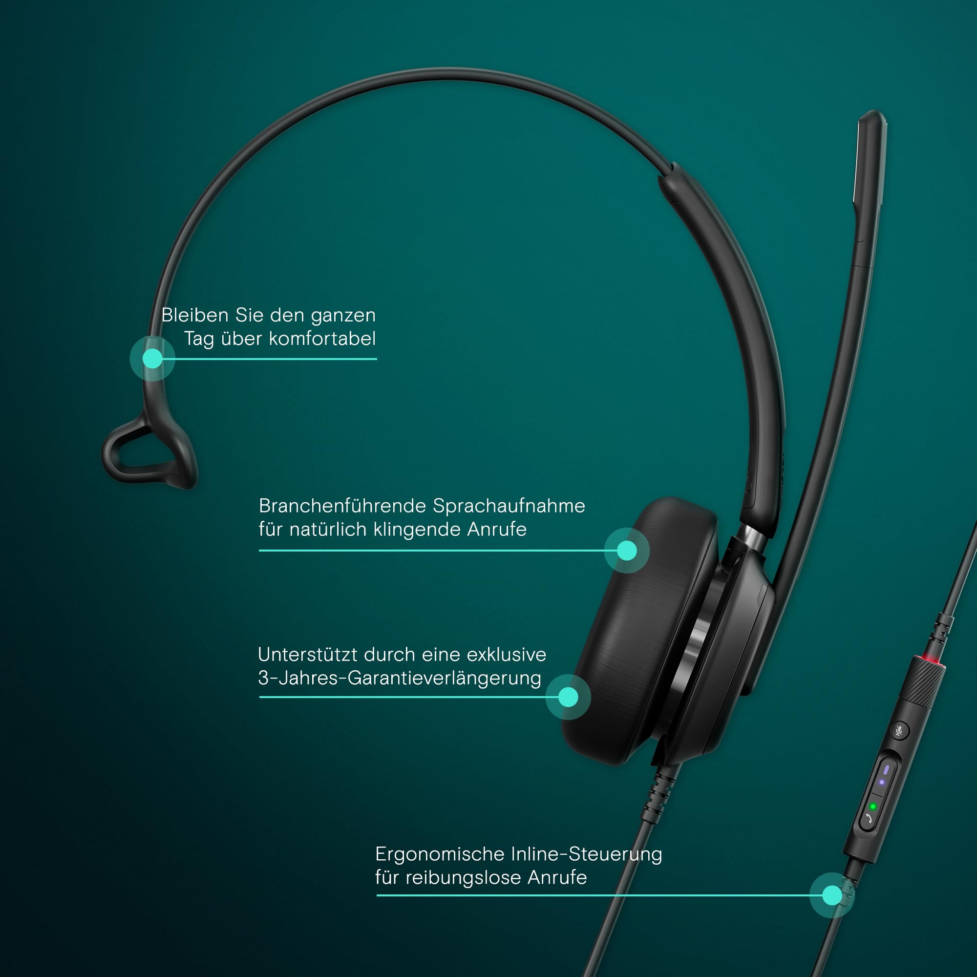 EPOS IMPACT 730T - Mono kabelgebundenes USB-C & USB-A-Headset für PC mit Noise-Cancelling-Mikrofon, Microsoft Teams zertifiziert, In-Line-Steuerung, bequeme Passform, ideal für Büro- & Remote-Arbeit