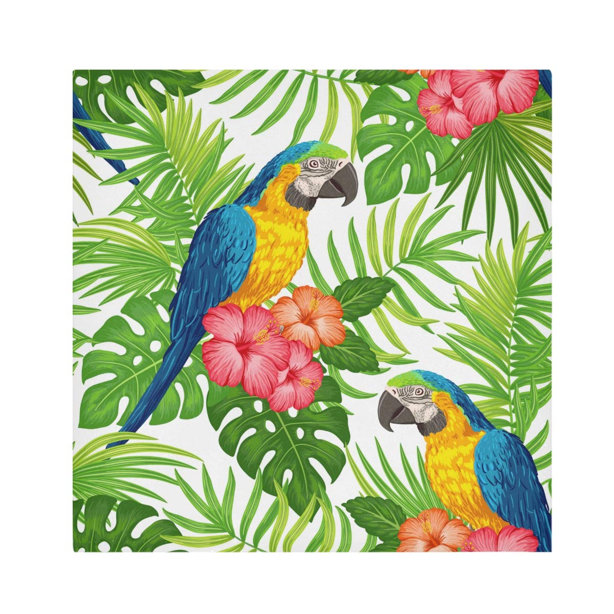 TropicalLife Napkins Bird Parrot Flower Leaves Dinner Napkin Paper Satin Polyester Cloth Reusable Napkins for Table Kids 20x20 in, 1 Pc