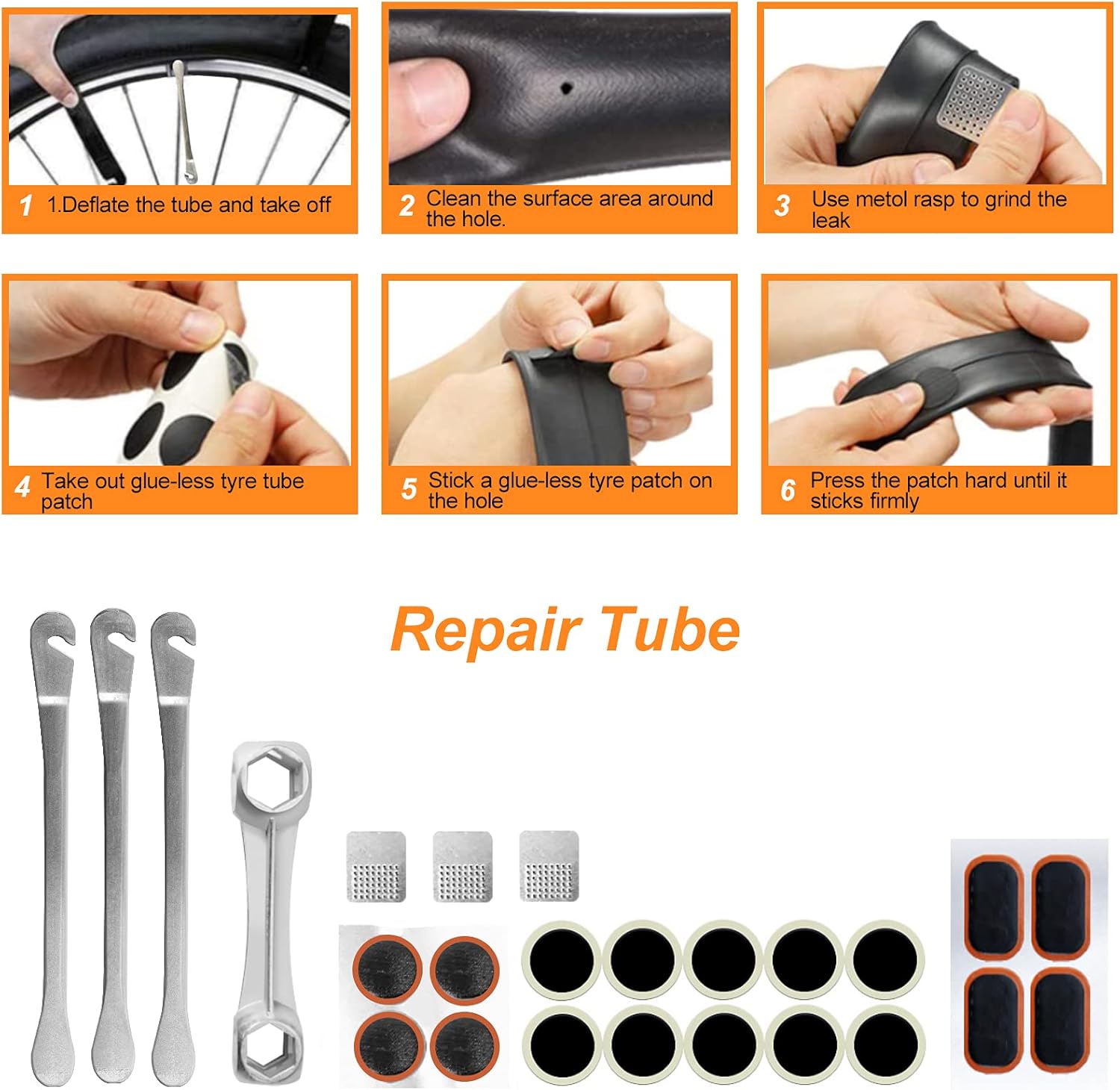 ORCISH 45PCS Bike Repair Kits,Bike Tire Repair Kit,Bicycle Tool kit with 210 Psi Mini Pump,16 IN 1 Multi-Function Tools,Bicycle emergency accessories with bag. : Sports & Outdoors