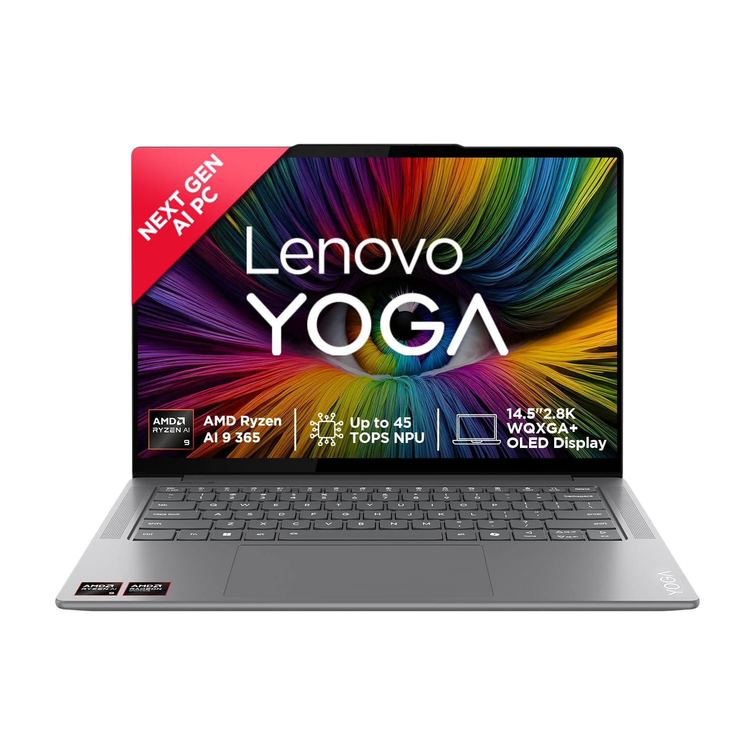 Lenovo Yoga AMD Pro 7 Ryzen AI 9 365 (32GB RAM/1TB SSD/Copilot+PC/14.5″(36.8cm)/2.8K WQXGA+OLED/120Hz/Windows11/Office Home 2024/Grey/1.54Kg), 83HN0027IN AI Laptop
