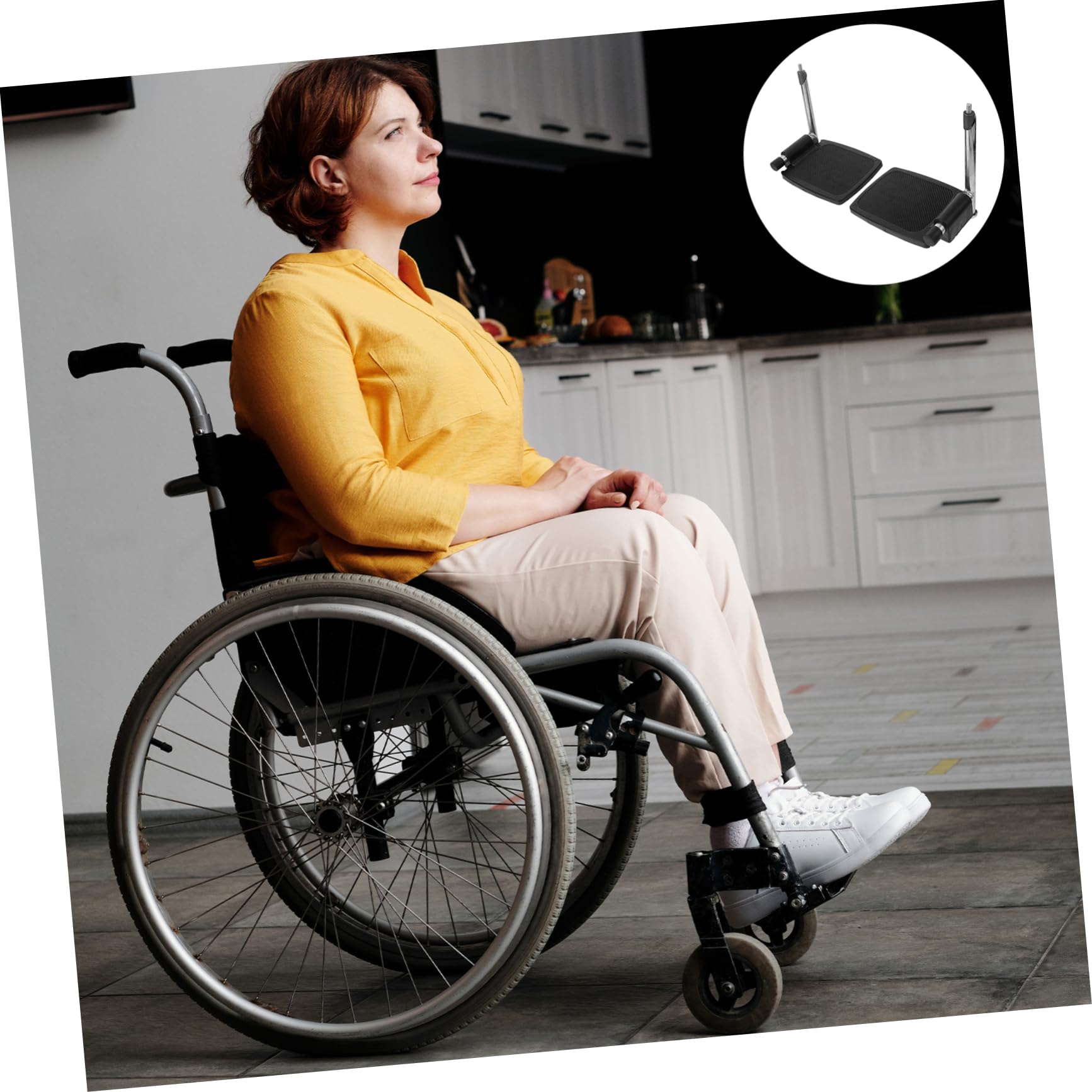 Reposapiés de Silla de Ruedas de Aluminio Negro Soporte | Par de Repuesto, Diseño Elevado, Protección Antideslizante, Adaptación para Uso Diario