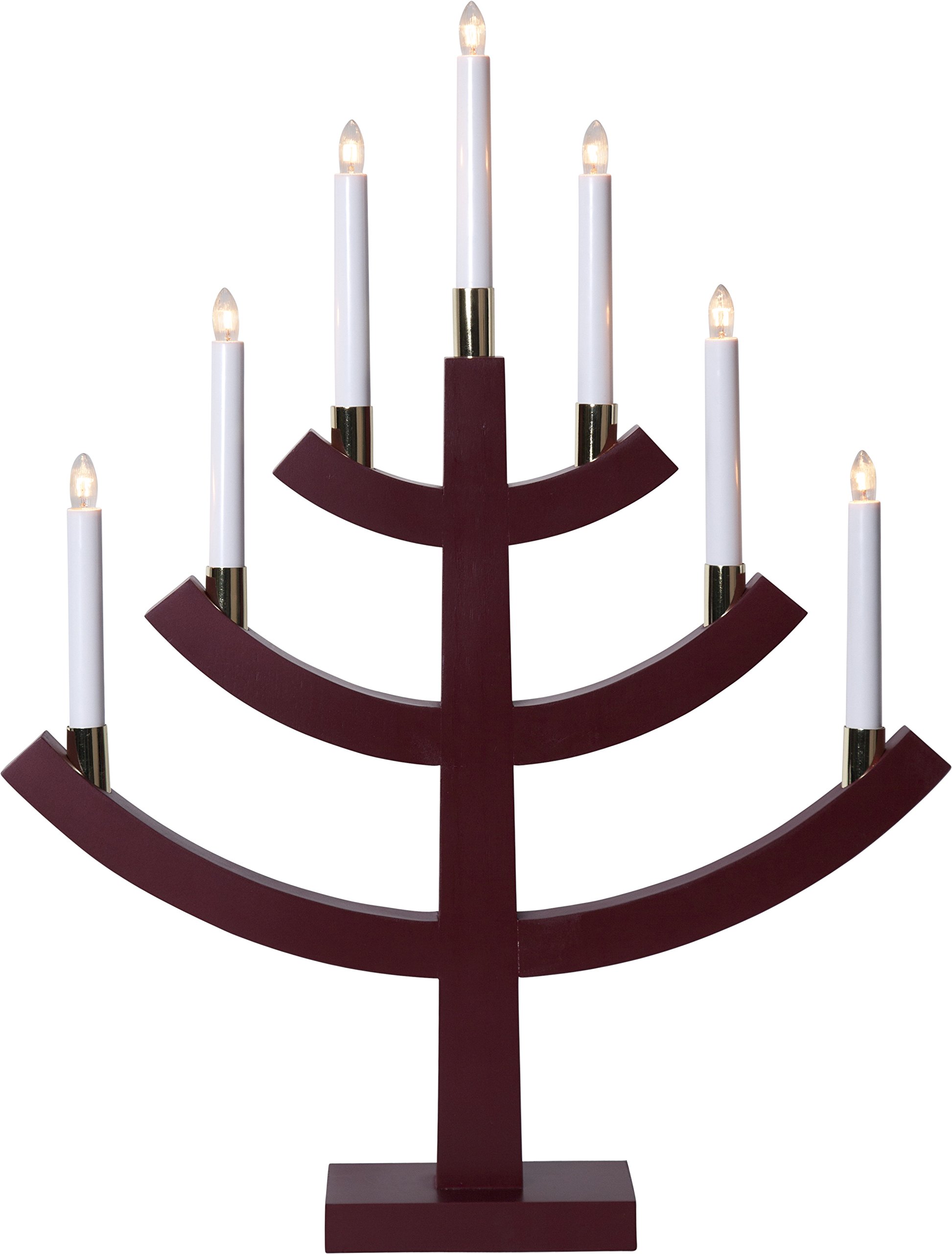 Best Season Gillian 7 Lights Candlestick, Wood, Red