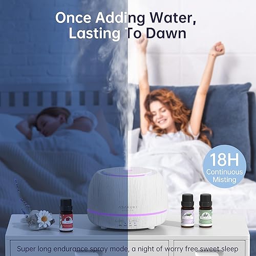 Miniatura 5 de ASAKUKI Difusores de aceite esencial, 5 en 1 ultrasónico de 10.1 fl oz de aromaterapia humidificador de aceite aromático vaporizador con control