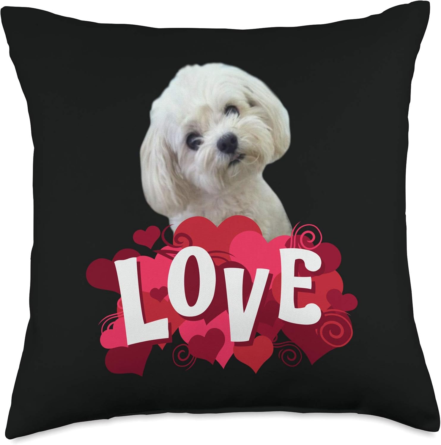 Maltese Dog Lover Puppy Owner Maltipoo Mix Fans Hearts Gift Throw Pillow