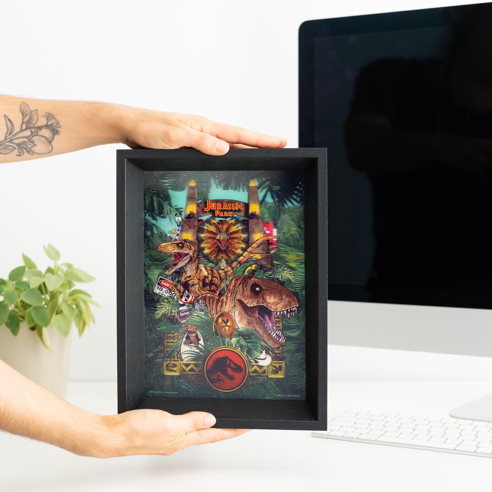 Grupo Erik: Quadro 3D Jurassic Park | Stampa Jurassic Park, Stampa 3D con Cornice Personalizzata, Poster Tridimensionale, Cofanetto Jurassic Park Gadget Casa