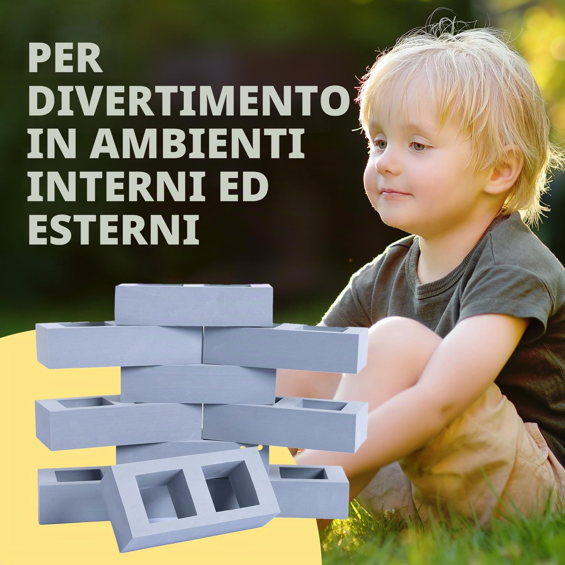 Bluecaps - Set di mattoncini in schiuma per bambini, costruisci immaginazione, abilità e forza attraverso il gioco interno/esterno (mattoni grigi, 24, conteggio)