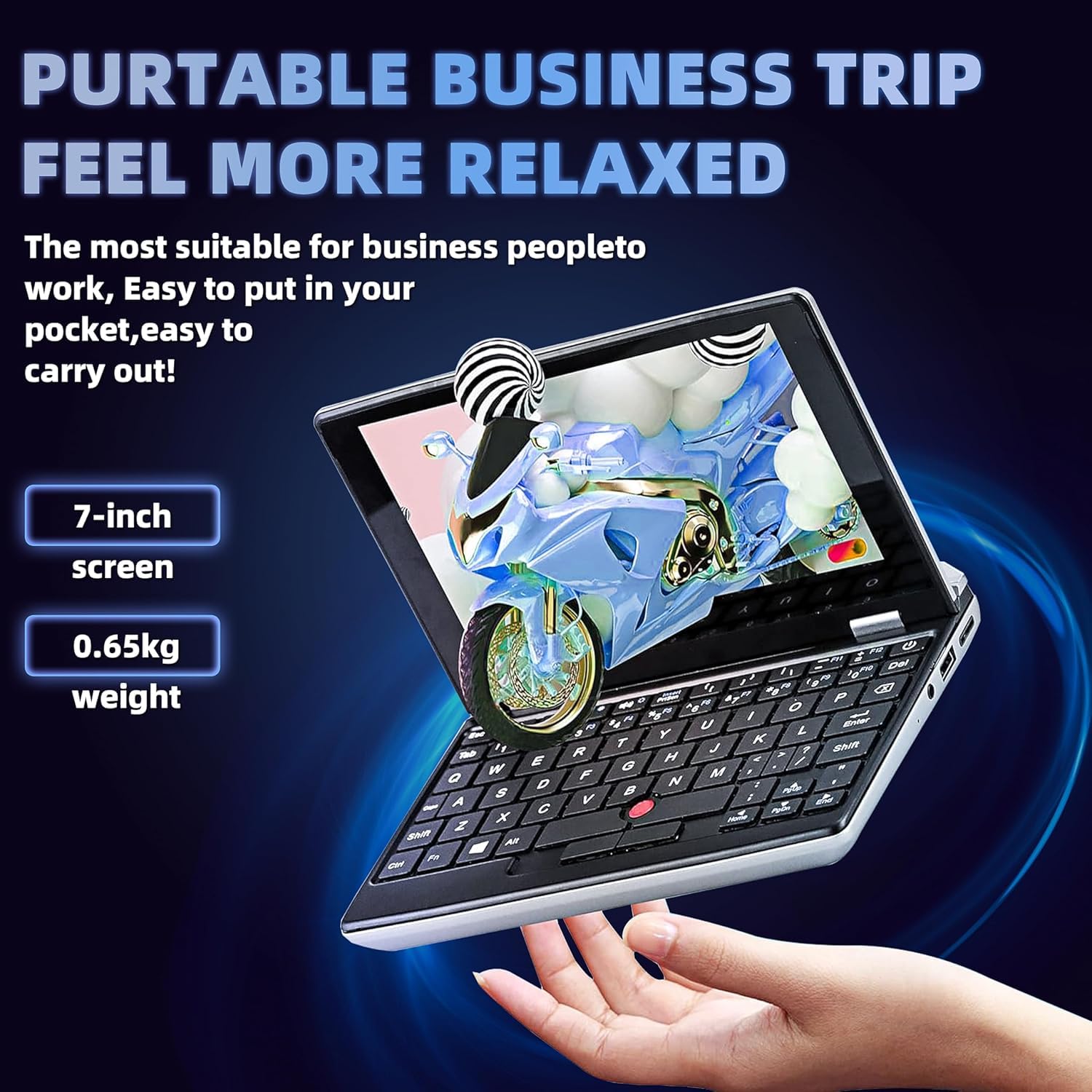 7,0-Zoll Touchscreen Laptop, 8GB RAM DDR4, 512GBSSD, Alder Lake-N95 | Webcam,Ganzmetall,SD-Kartenslot,Mini HDIM,USB 3.0,QWERTZ-Tastatur,Tragbar Mini Notebook für Arbeit, Studium, Unterhaltung
