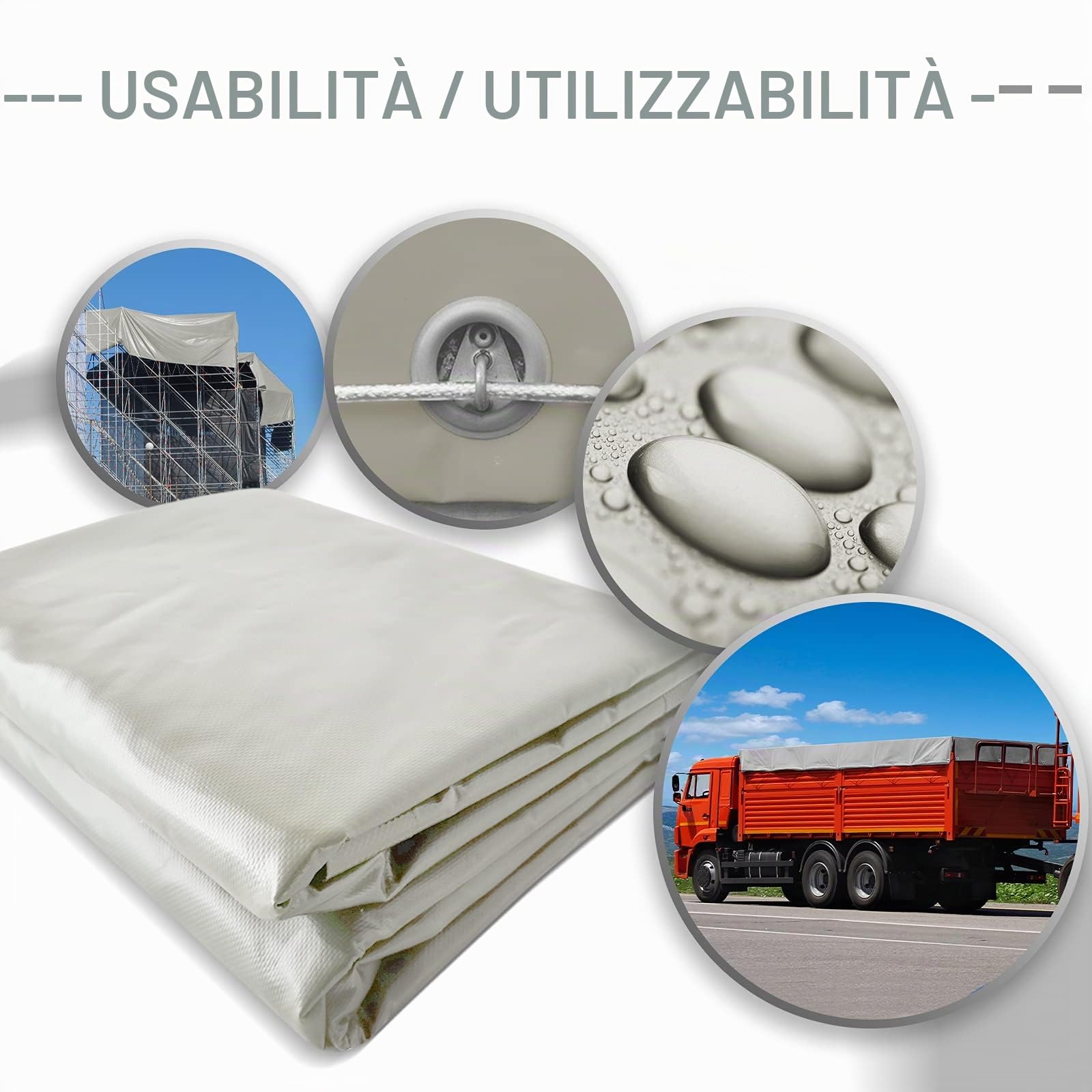 Jago® Telo Impermeabile - 2x3m, PVC 650 g/m², Impermeabile, Antipioggia, con Occhielli, Grigio - Telo Copritutto Occhiellato, Copertura, Telone Protettivo da Esterno, Legna, Campeggio