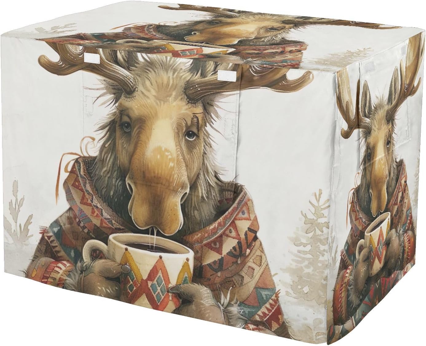 Cute Moose Dog Crate Covers Roll-up Side Panels, Crate Cover for Dog, X-Large