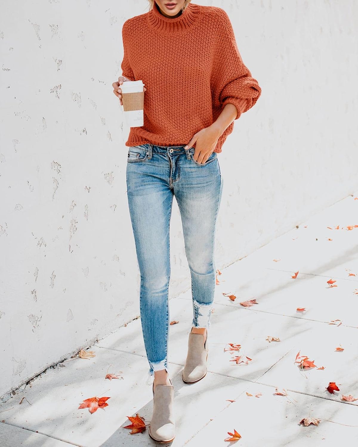 Womens Turtleneck Oversized Sweaters Batwing Long Sleeve Pullover Loose Chunky Knit Jumper - image 5