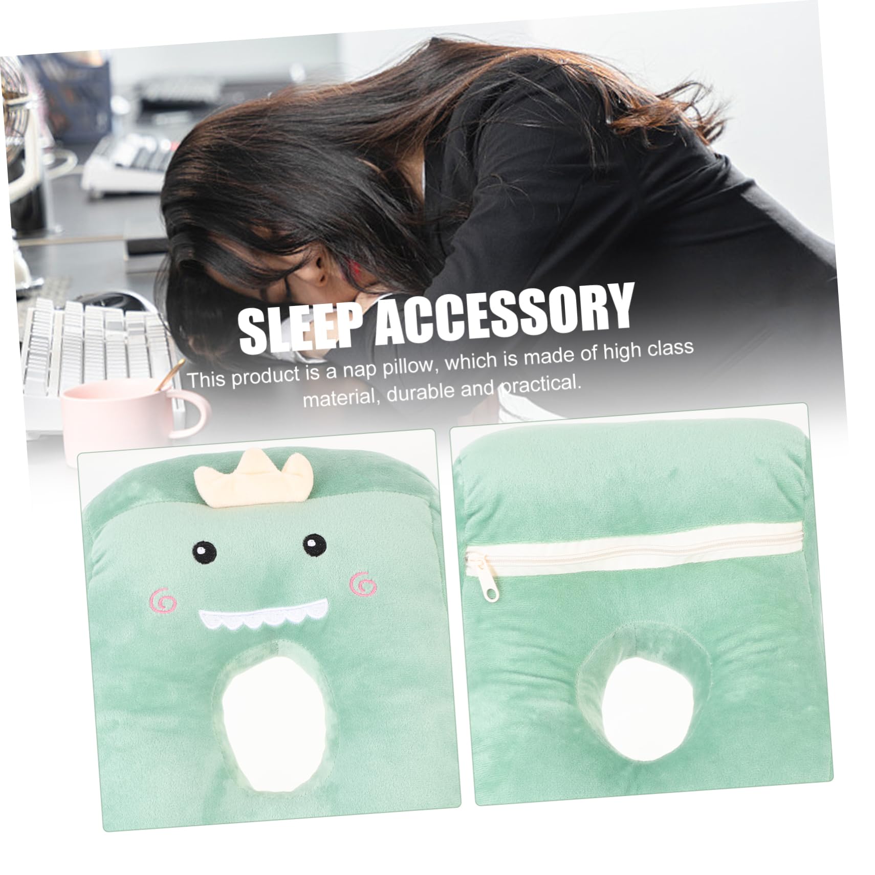 MUCKLILY Ergonomic Pillow Ear Holes for Desk Naps Easy to Clean Cover Office Nap Pillow for Colleagues