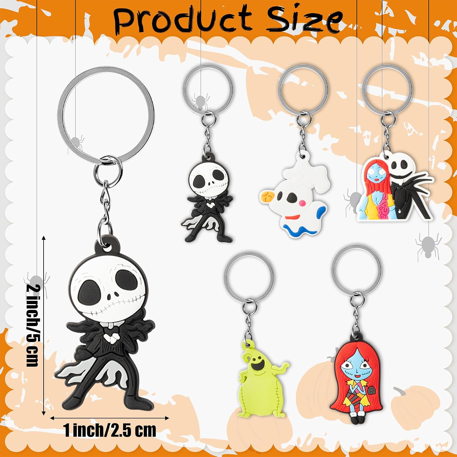 Halloween Nightmare Keychains - 30Pcs Spooky Night Keyring Pack Rings Split Stocking Stuffers Car Keys Party Favor Women Men Purse Handbags Backpack Bag Charm Goth Accessories Trick Or Treat