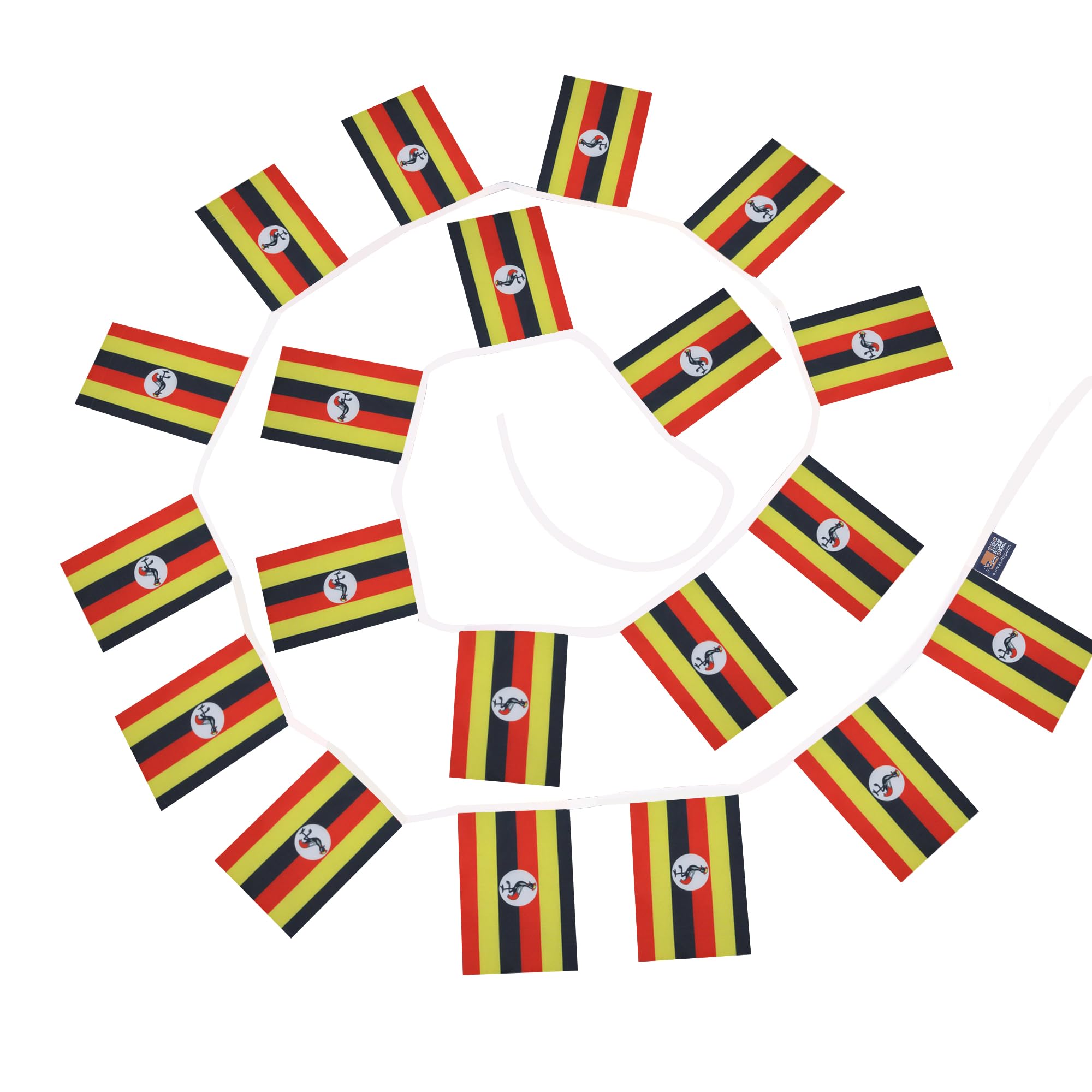 AZ FLAG Uganda Bunting Flag, 20 Ft Garland with 20 Small Ugandan Flags 8'' x 6'', 100% Polyester String Pennant, 6 meters — view 6