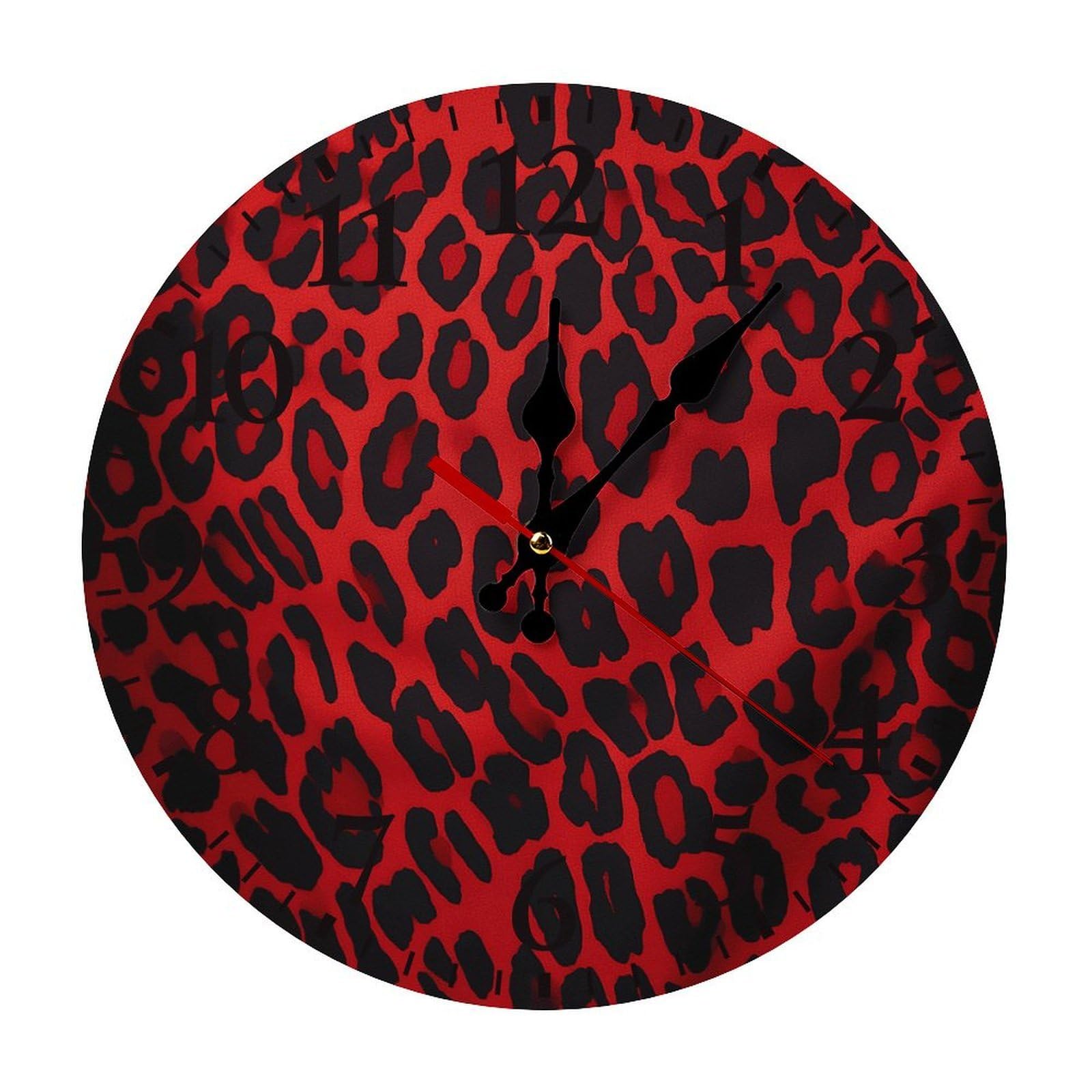 Horloge murale léopard rouge silencieuse pour une cuisine stylée
