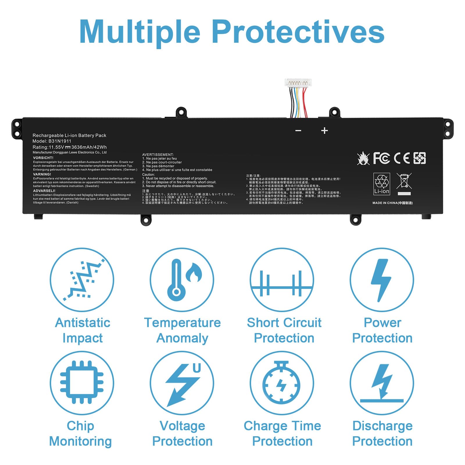 ASUNCELL 11.55V/42Wh B31N1911 Batterie d'ordinateur Portable pour ASUS VivoBook Flip 14 TM420IA, ASUS VivoBook 14 M413, ASUS VivoBook 14 F413, ASUS Notebook X X413FF Series B31N1911 C31N1911