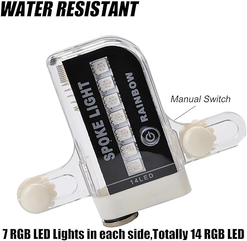 Miniatura 5 de DAWAY Luces LED para rueda de bicicleta, A12, impermeable, luz de radios de seguridad para niños, niñas, hombres y mujeres, 30 divertidos patrones