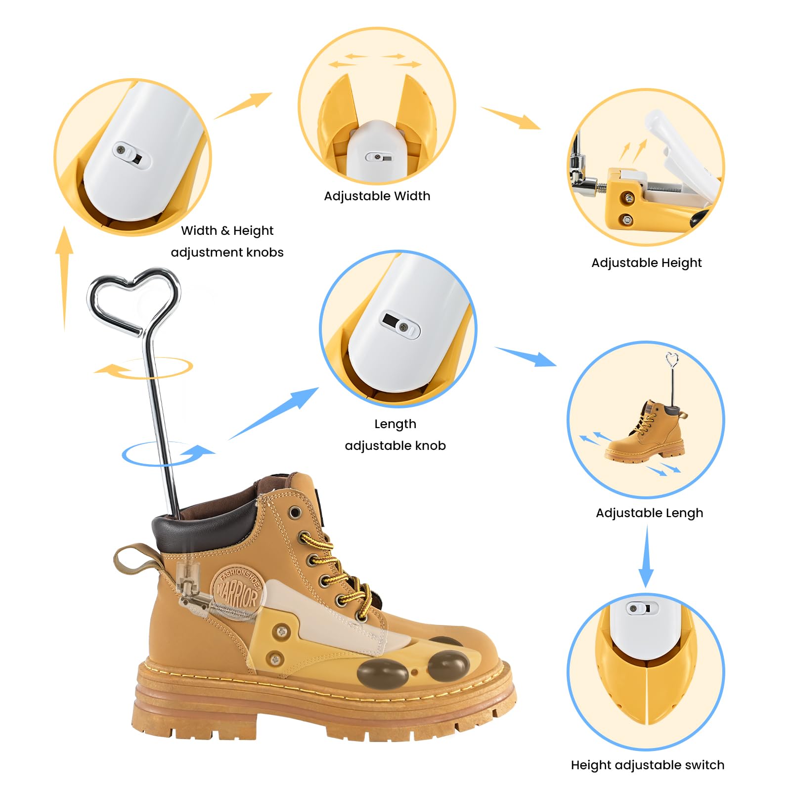 JDPARTS Stiefelspanner für Damen und Herren, Schuhspanner für Stiefel, verstellbar, breite Füße, Schuhspanner Unisex für Damen und Herren