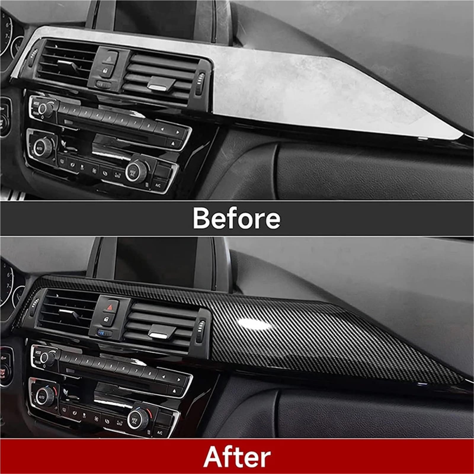 Folia na panel‌ Okleina skrzynia biegów‌ Osłona panelu konsoli środkowej samochodu z włókna węglowego, pasuje do BMW 3GT F34 2013-2019, pasuje do serii 3 4 F30 F31 F32