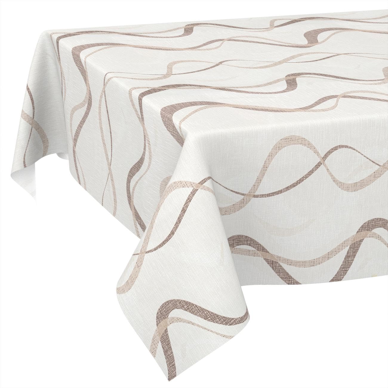 ANRO Oilcloth Tablecloth, Washable, Oilcloth, Garden Tablecloth, Outdoor, Indoor, 220 x 140 cm, Cut Edge Waves