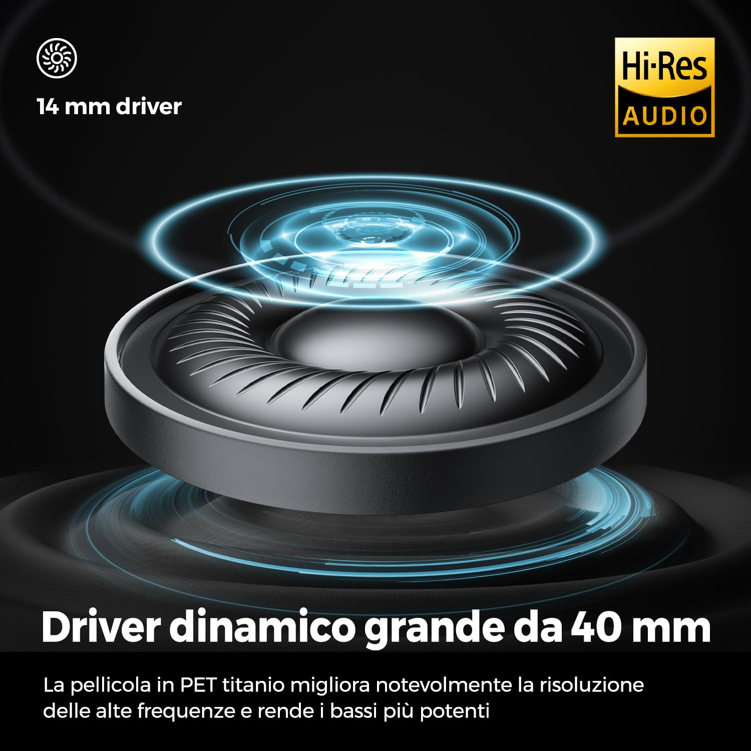 SoundPEATS Space Cuffie Bluetooth 5.3 Over-Ear, Archetto Pieghevole, ANC Ibrido 35 dB, Driver 40mm, ENC per Chiamate, Multipoint, 123 Ore Autonomia Ricarica Rapida | · ENC cancellazione rumore per chiamate · Multipoint Bluetooth 5.3 · ricarica rapida 10mi