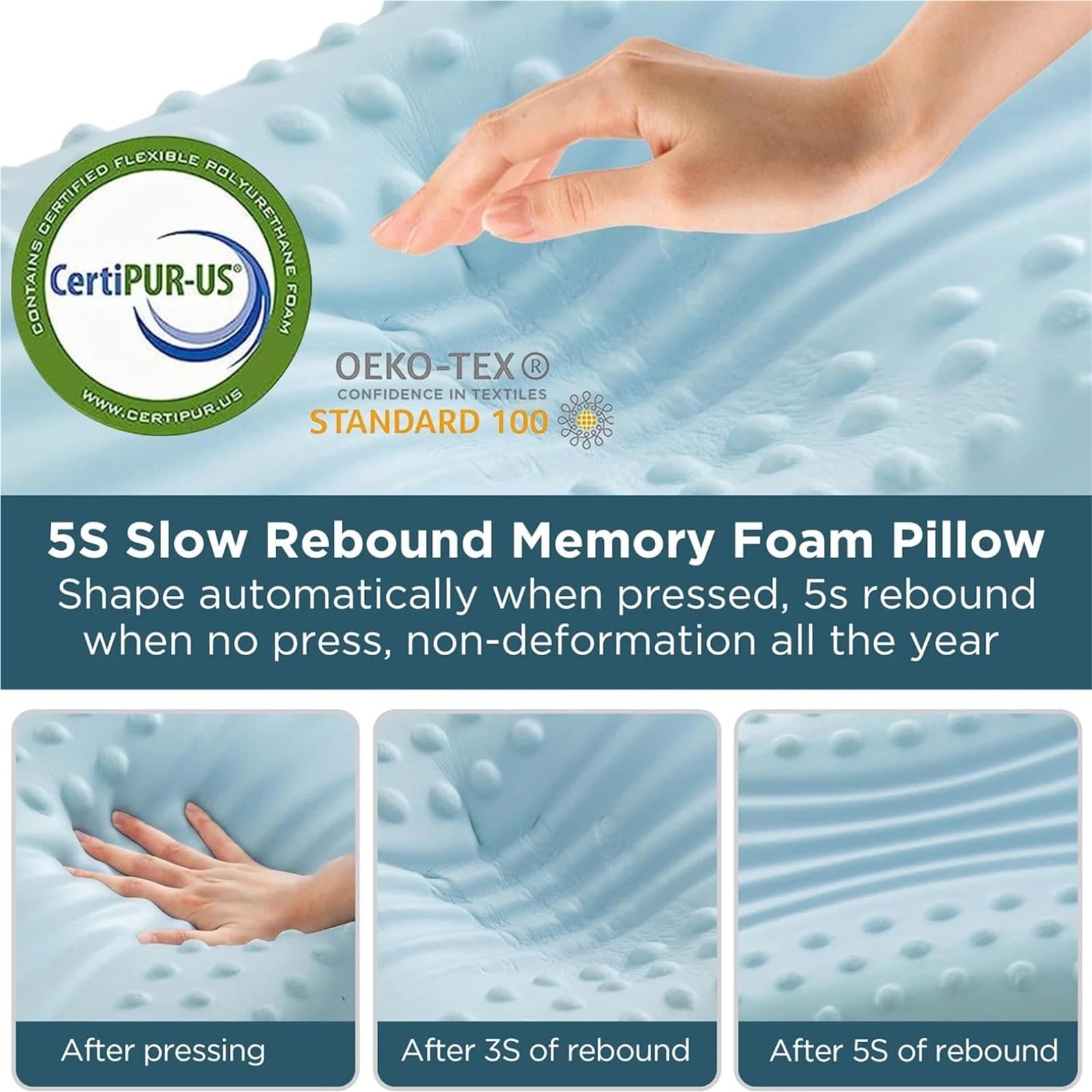 Cuscino Refrigerante Cuscino da viaggio ergonomico in memory foam, 1 pezzo, cuscino ortopedico cervicale rinfrescante for dormire su un fianco, sulla schiena e sulla pancia.