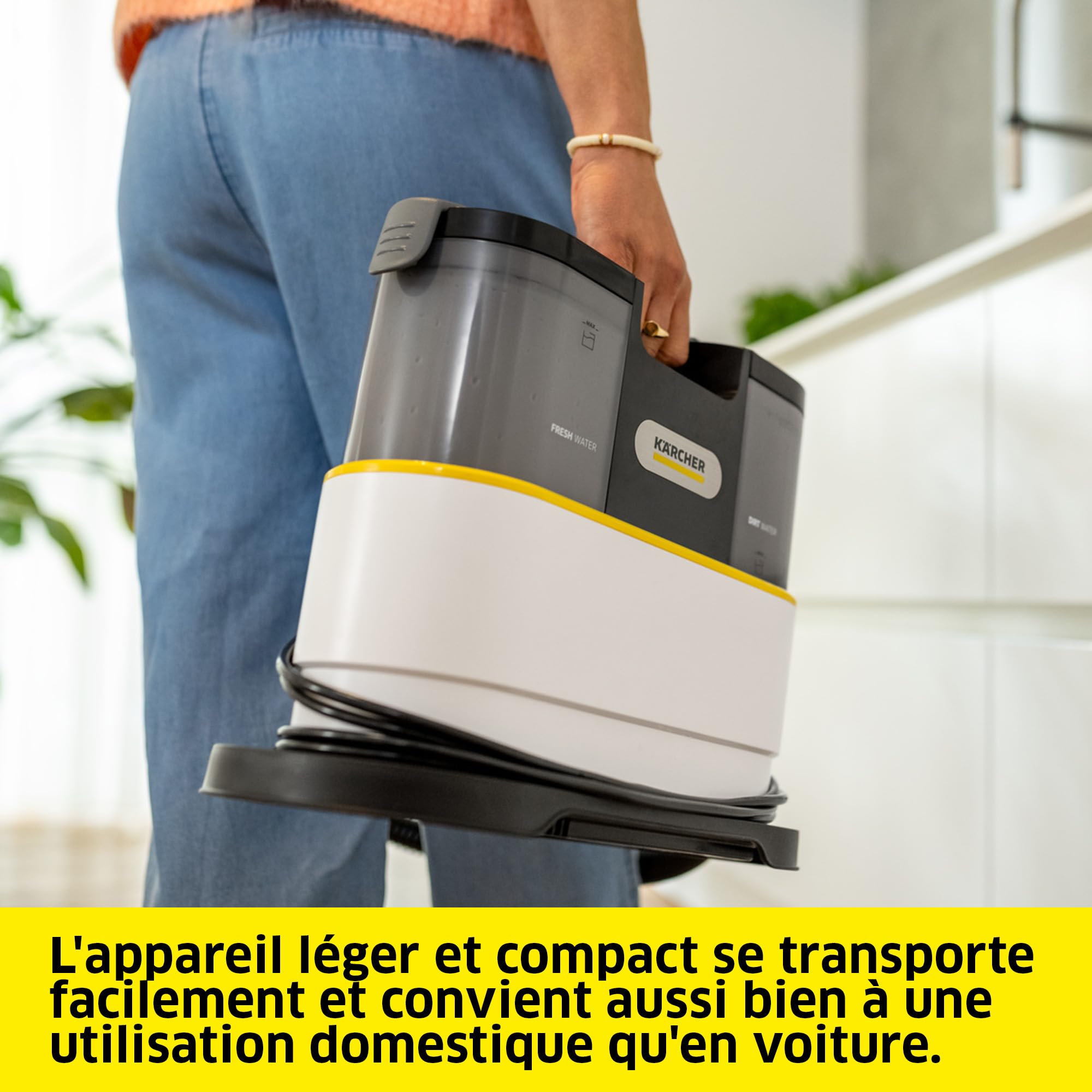 Kärcher Détacheur SE 2 Spot Care, puissance d'absorption : 450 W, réservoir d’eau propre: 1,5 l, surface : 2,89 m², poids: 4,2 kg, buse de lavage pour meubles, brosse pour taches et détergent RM 519