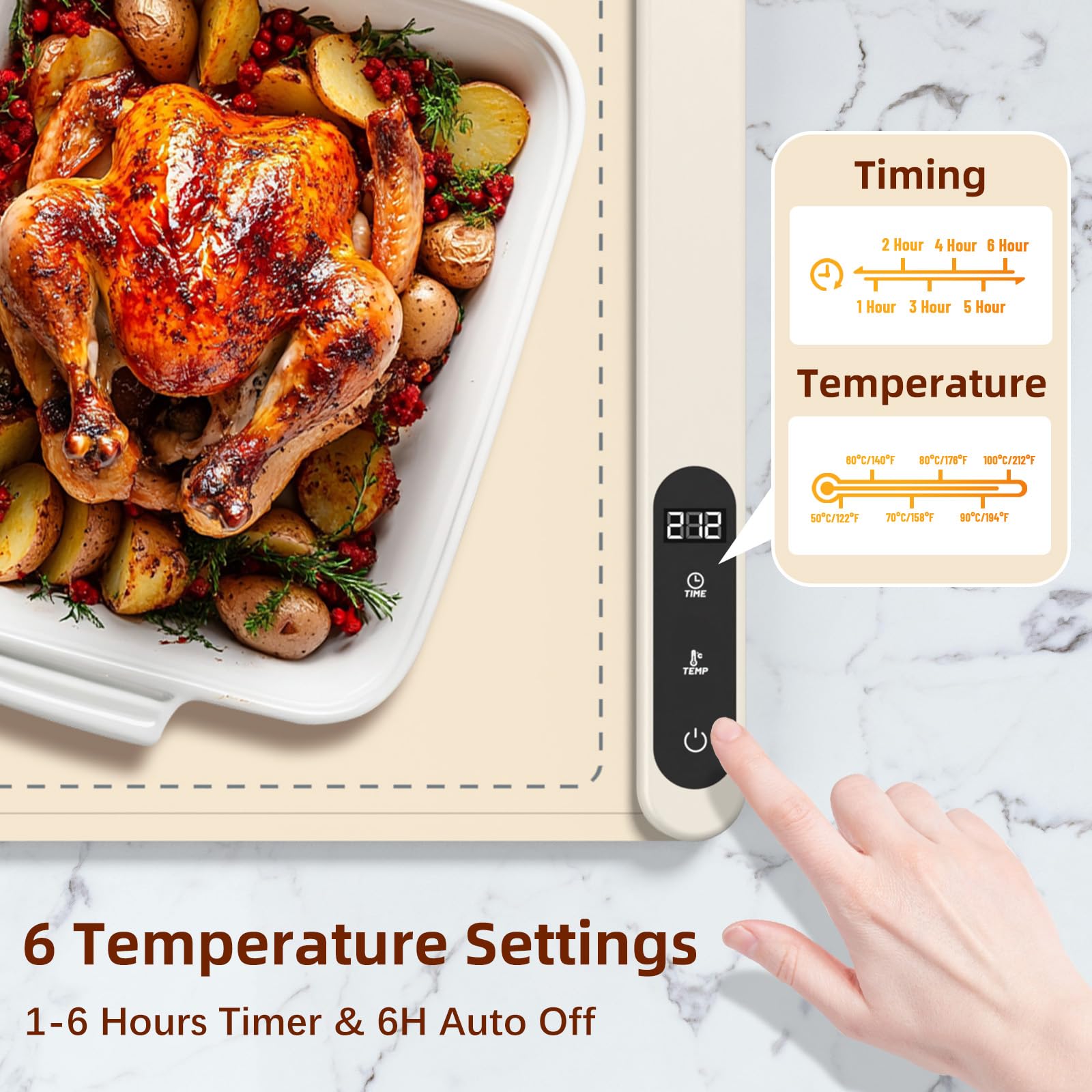 Foldable Food Warming Mat, Silicone Warming Mat for Food, Electric Warming Tray, Portable Food Warmer, Buffet Party Home Gathering Vacation Electric Food Warmer