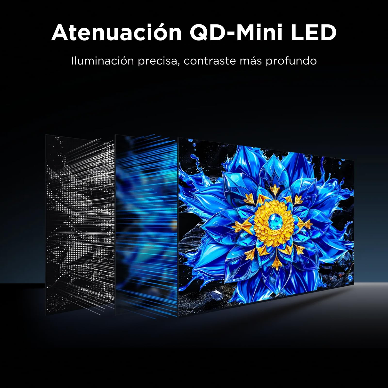 TCL 65T8D Televisor 65 Pulgadas QD-Mini LED 4K Smart TV, Gaming TV, 144Hz Game Accelerator 288Hz FHD, FreeSync Premium, Dolby Vision & Atmos, HDR10+, Onkyo 2.1, Google TV, Game Master