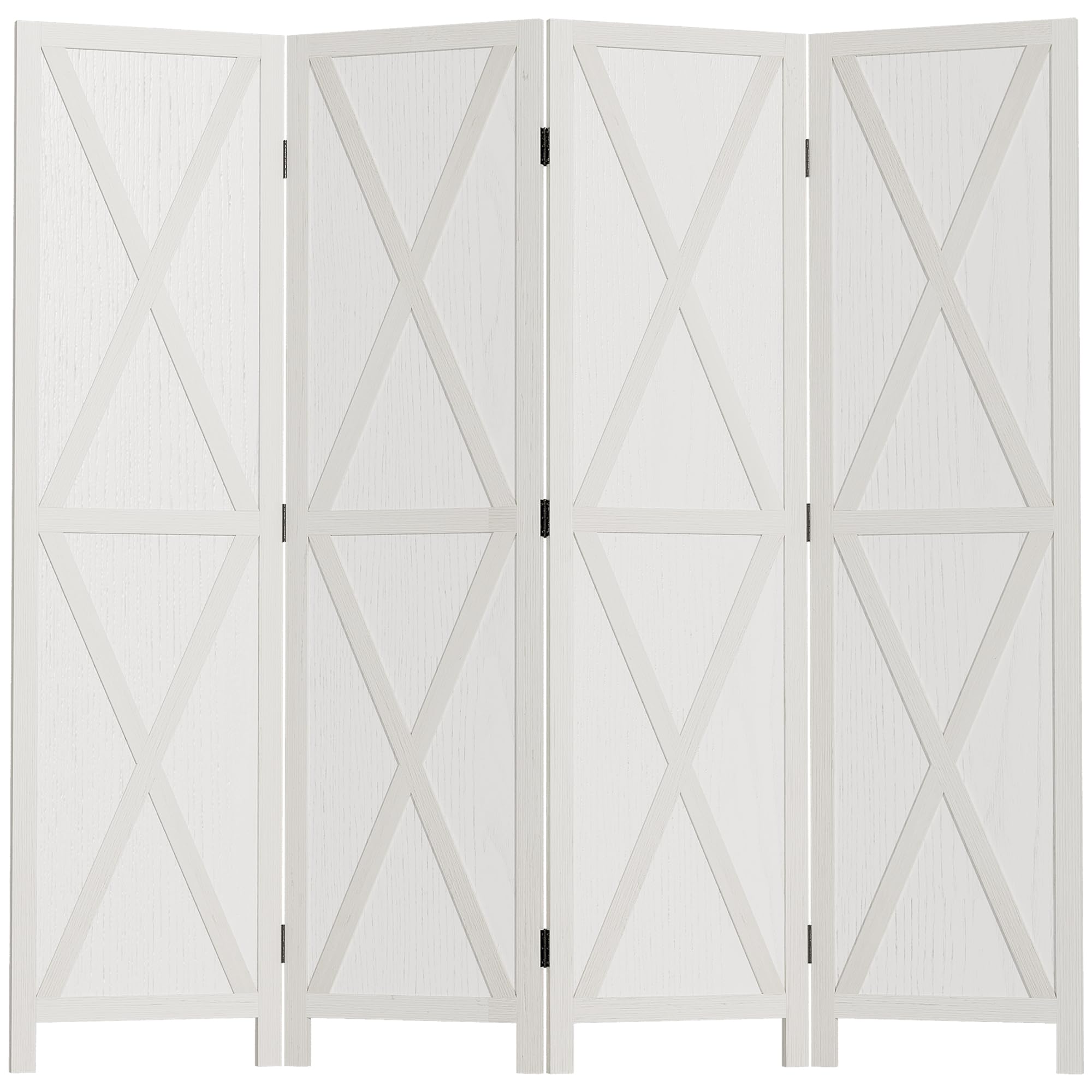 HOMCOM Paravent Intérieur 4 Panneaux 182L x 170H cm Campagnard Chic Blanc